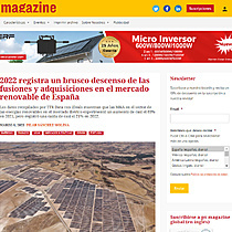 2022 registra un brusco descenso de las fusiones y adquisiciones en el mercado renovable de Espaa